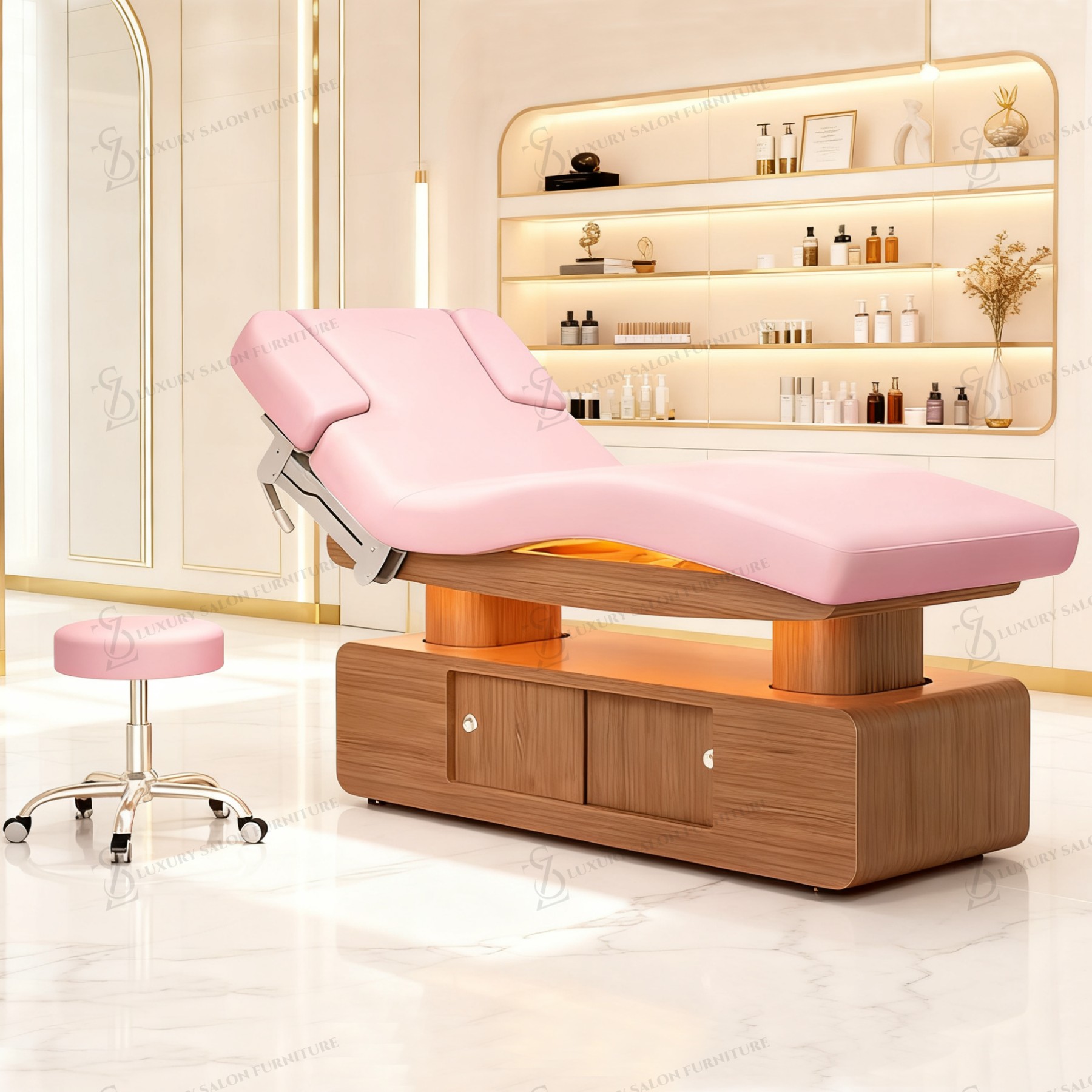 Wellness Spa And Salon - Lit de beauté rose de luxe